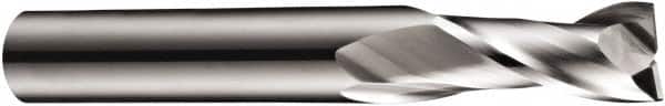 DORMER - 2mm, 6mm LOC, 3mm Shank Diam, 38mm OAL, 2 Flute, Solid Carbide Square End Mill - Single End, Bright Finish, Spiral Flute, 30° Helix, Centercutting, Right Hand Cut, Right Hand Flute, Series S902 - Benchmark Tooling