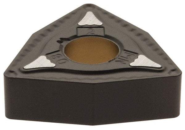 Kennametal - WNMG432 MN Grade KCP40 Carbide Turning Insert - TiCN/Al2O3 Finish, 80° Trigon, 1/2" Inscr Circle, 3/16" Thick, 1/32" Corner Radius - Benchmark Tooling