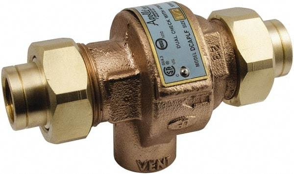 Conbraco - 1/2 Thread, 175 psi WOG Rating, Bronze Dual Check Backflow Preventer Valve - Lead-Free, Use with Potable Water Applications - Benchmark Tooling