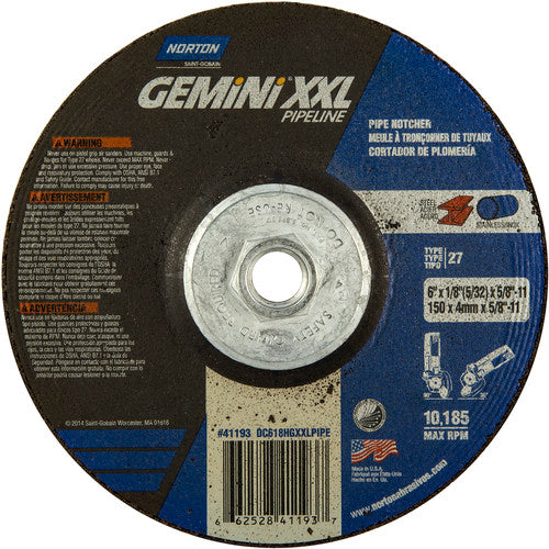 6″ × 5/32″ × 5/8″ Gemini Non-Woven Depressed Center Wheel Type 27 - Benchmark Tooling