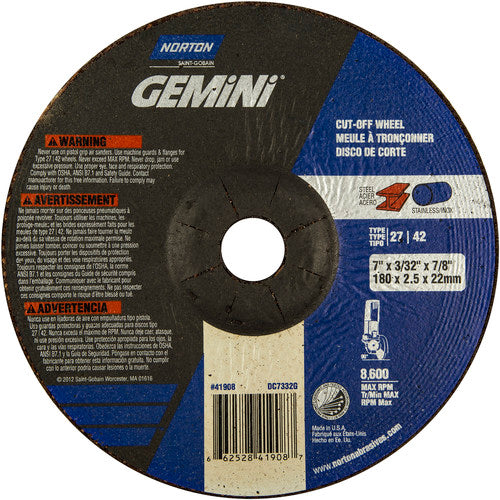 7″ × 3/32″ × 7/8″ Gemini Non-Woven Depressed Center Wheel Type 27 24 Grit - Benchmark Tooling