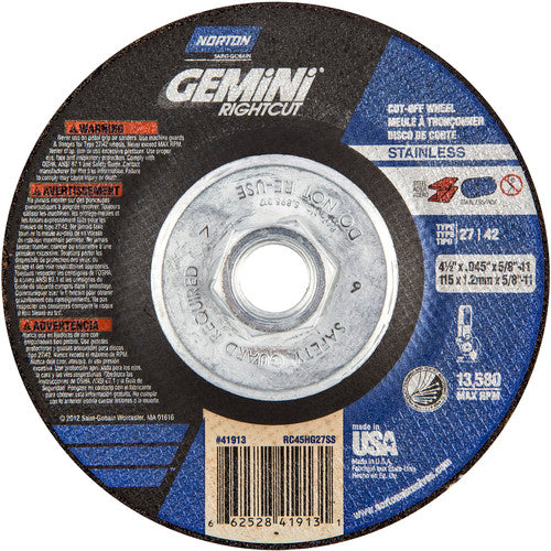 4-1/2″ × 0.045″ × 5/8″-11 Gemini Non-Woven Depressed Center Wheel Type 27 24 Grit - Benchmark Tooling