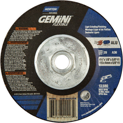 4-1/2″ × 1/8″ × 5/8″-11 Charger Non-Woven Depressed Center Wheel Ty 29 36 Grit - Benchmark Tooling