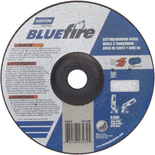 7 × 1/8 × 7/8″ BlueFire Grinding Wheel ZA 30 U Type 27 - Benchmark Tooling