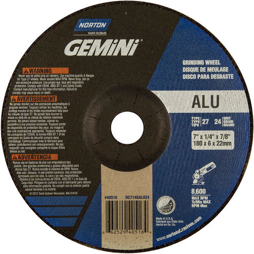7″ × 1/4″ × 7/8″ Gemini Non-Woven Depressed Center Wheel Type 27 24 Grit Aluminum Oxide - Benchmark Tooling
