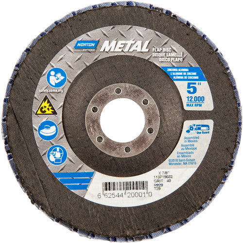 5″ × 1/4″ × 7/8″ Metal Flap Disc Type 29 Conical 40 Grit Zirconia Alumina - Benchmark Tooling