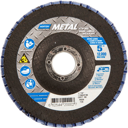 5″ × 1/4″ × 7/8″ Metal Flap Disc Type 29 Conical 60 Grit Zirconia Alumina - Benchmark Tooling
