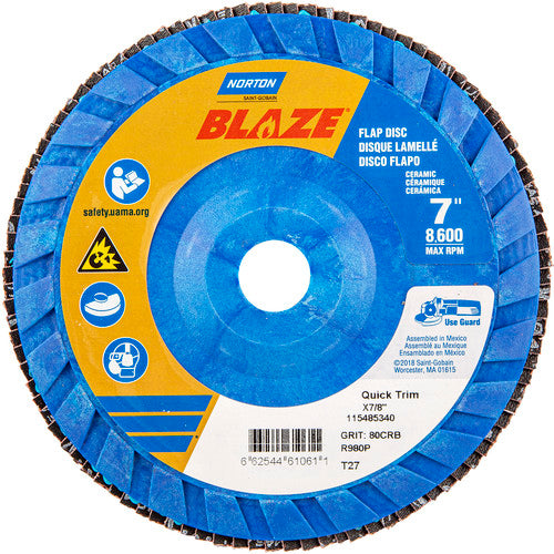 7″ × 1/4″ × 7/8″ SG Blaze R980P Flap Disc Type 27 Flat 80 Grit - Benchmark Tooling