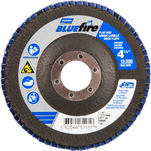 4-1/2 × 7/8″ BlueFire Fiberglass Conical Flap Disc Type 29 P40 Grit R884P Zirconia Alumina - Benchmark Tooling