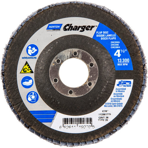 4-1/2″ × 1/4″ × 7/8″ Charger R822 Flap Disc Type 29 Conical 36 Grit - Benchmark Tooling