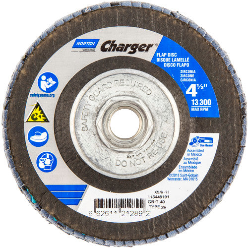 4-1/2″ × 1/4″ × 5/8″ Charger R822 Flap Disc Type 29 Conical 40 Grit - Benchmark Tooling