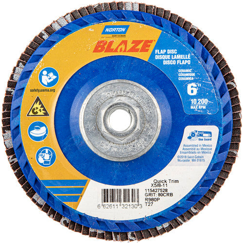 6″ × 5/8″-11 80 Grit Type 27 Blaze Flap Disc - Benchmark Tooling