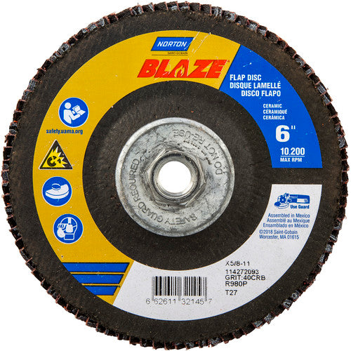 6″ × 5/8″-11 40 Grit Type 27 Blaze Flap Disc - Benchmark Tooling