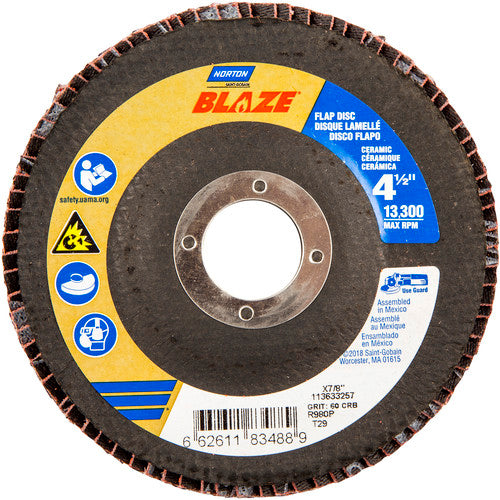 4-1/2 × 7/8″ Blaze Fiberglass Conical Flap Disc Type 29 60 Grit R980P Premium Ceramic Alumina - Benchmark Tooling