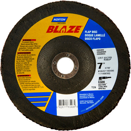 7″ × 1/4″ × 7/8″ SG Blaze R980P Flap Disc Type 29 Conical 80 Grit - Benchmark Tooling