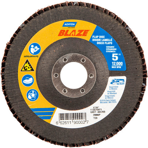 5 × 7/8″ Blaze Fiberglass Conical Flap Disc Type 29 40 Grit R980P Premium Ceramic Alumina - Benchmark Tooling