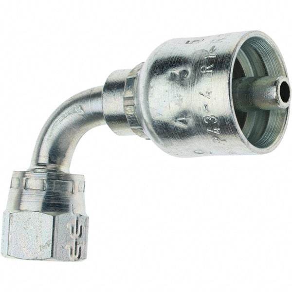 Parker - 1/2-20 Female JIC Steel Hydraulic Hose Female JIC Swivel & 90° Elbow - -4 Hose Size, 1/4" Hose Diam - Benchmark Tooling