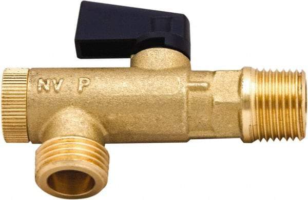 PRO-SOURCE - 1/4 x 1/2" Pipe, NPT Port, Brass Filter Ball Valve - Inline - One Way Flow, NPT Ends, Wedge Handle, 725 WOG - Benchmark Tooling