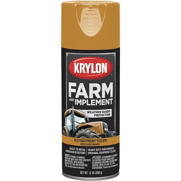 Krylon - Yellow (Caterpillar Old), 12 oz Net Fill, Gloss, Farm & Equipment Spray Paint - 12 oz Container, Use on Equipment - Benchmark Tooling