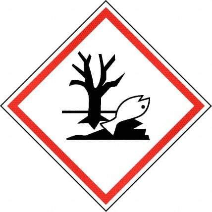 NMC - Hazardous Materials Label, Header: Dangerous for Environment Warning - Legend: GHS - Graphic, English, Black & Red, 2" Long x 2" High, No Coating - Benchmark Tooling