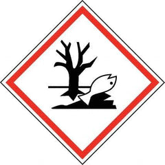 NMC - Hazardous Materials Label, Header: Dangerous for Environment Warning - Legend: GHS - Graphic, English, Black & Red, 2" Long x 2" High, No Coating - Benchmark Tooling