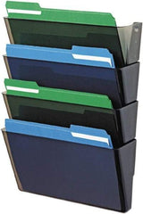 Deflect-o - 13" Wide x 7" High x 4" Deep Plastic Wall File - 4 Compartments, Smoke - Benchmark Tooling
