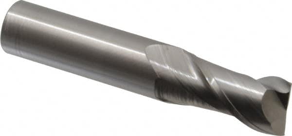 Accupro - 3/4", 1-1/2" LOC, 3/4" Shank Diam, 4" OAL, 2 Flute, Solid Carbide Square End Mill - Single End, Uncoated, Spiral Flute, 40° Helix, Centercutting, Right Hand Cut, Right Hand Flute - Benchmark Tooling