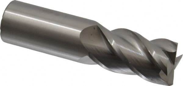 Accupro - 1", 1-3/4" LOC, 1" Shank Diam, 4" OAL, 4 Flute, Solid Carbide Square End Mill - Single End, Uncoated, Spiral Flute, 40° Helix, Centercutting, Right Hand Cut, Right Hand Flute - Benchmark Tooling