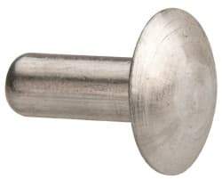 Made in USA - 3/16" Body Diam, Brazier Aluminum Solid Rivet - 1/2" Length Under Head, Grade 1100F, 0.467" Head Diam x 3/32" Head Height - Benchmark Tooling