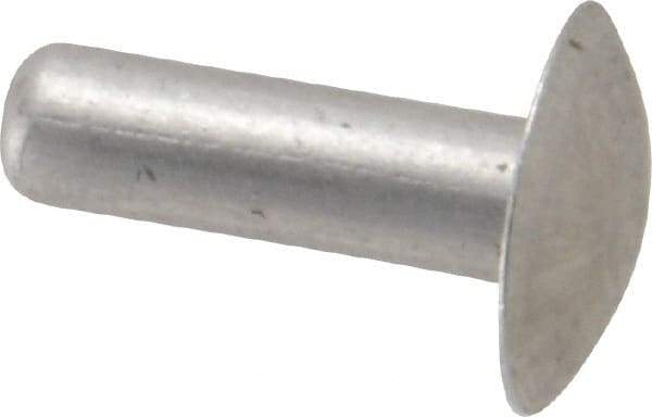 Made in USA - 3/16" Body Diam, Brazier Aluminum Solid Rivet - 5/8" Length Under Head, Grade 1100F, 0.467" Head Diam x 3/32" Head Height - Benchmark Tooling