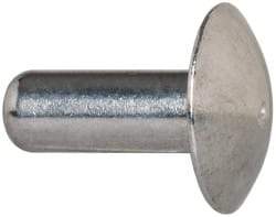 Made in USA - 3/16" Body Diam, Brazier Aluminum Solid Rivet - 1/2" Length Under Head, Grade 2117-T4, 0.467" Head Diam x 3/32" Head Height - Benchmark Tooling