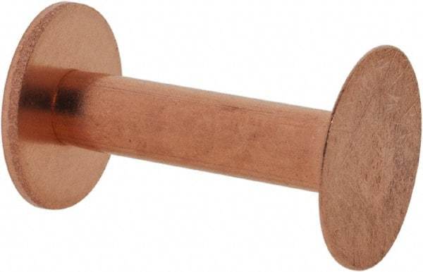 Made in USA - #8 Wire Body Diam, Flat Copper Belt Rivet with Washer - 7/8" Length Under Head, 1/2" Head Diam - Benchmark Tooling