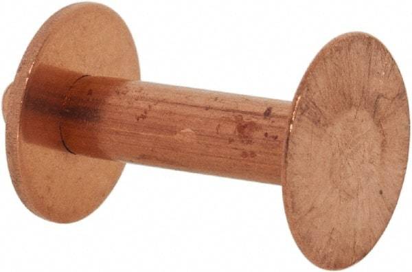 Made in USA - #12 Wire Body Diam, Flat Copper Belt Rivet with Washer - 5/8" Length Under Head, 3/8" Head Diam - Benchmark Tooling