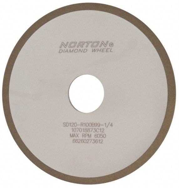 Norton - 6" Diam x 1-1/4" Hole x 1/8" Thick, 120 Grit Surface Grinding Wheel - Diamond, Type 1A1, Fine Grade, Resinoid Bond - Benchmark Tooling