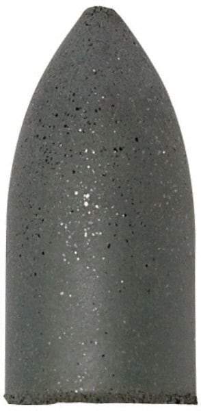 Cratex - 7/8" Max Diam x 1-3/4" Long, Cone, Rubberized Point - Fine Grade, Silicon Carbide, 1/4" Arbor Hole, Unmounted - Benchmark Tooling