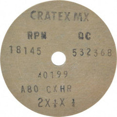 Cratex - 2" Diam x 1/4" Hole x 1/8" Thick, 80 Grit Surface Grinding Wheel - Aluminum Oxide, Type 1, Medium Grade, 18,145 Max RPM, No Recess - Benchmark Tooling