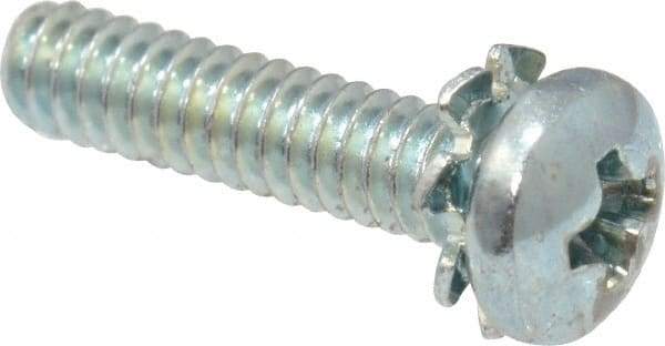 Value Collection - #4-40 UNC, 1/2" Length Under Head Phillips Drive Machine Screw - Pan Head, Grade J82 Steel, Zinc-Plated Finish, External Tooth - Benchmark Tooling