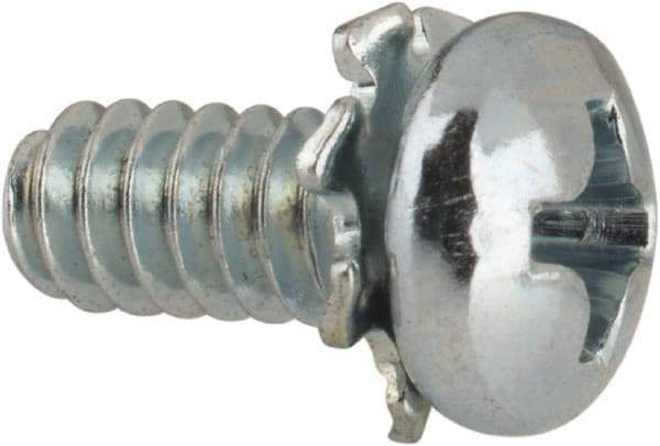 Value Collection - #6-32 UNC, 5/16" Length Under Head Phillips Drive Machine Screw - Pan Head, Grade J82 Steel, Zinc-Plated Finish, External Tooth - Benchmark Tooling