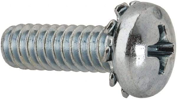 Value Collection - #10-24 UNC, 5/8" Length Under Head Phillips Drive Machine Screw - Pan Head, Grade J82 Steel, Zinc-Plated Finish, External Tooth - Benchmark Tooling