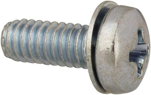 Value Collection - #8-32 UNC, 7/16" Length Under Head Phillips Drive Machine Screw - Pan Head, Grade J82 Steel, Zinc-Plated Finish, Internal Tooth - Benchmark Tooling