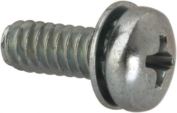 Value Collection - #10-24 UNC, 1/2" Length Under Head Phillips Drive Machine Screw - Pan Head, Grade J82 Steel, Zinc-Plated Finish, Internal Tooth - Benchmark Tooling
