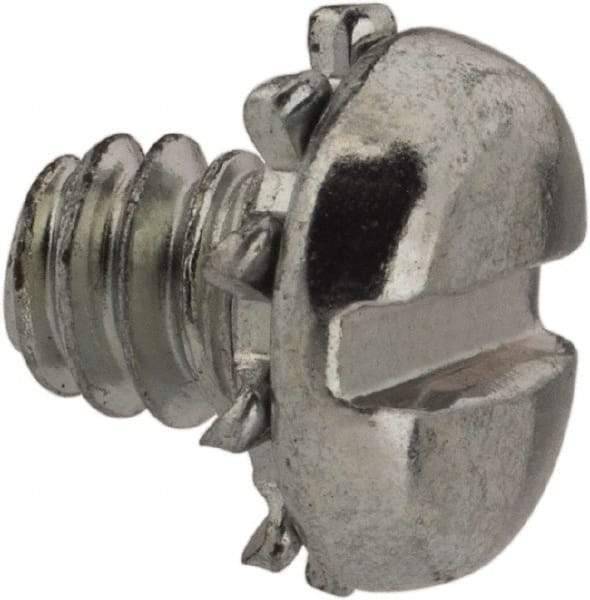 Value Collection - #6-32 UNC, 3/16" Length Under Head Slotted Drive Machine Screw - Pan Head, Grade J82 Steel, Zinc-Plated Finish, External Tooth - Benchmark Tooling