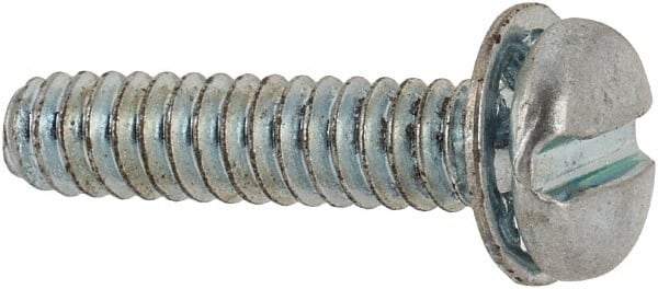 Value Collection - #6-32 UNC, 5/8" Length Under Head Slotted Drive Machine Screw - Pan Head, Grade J82 Steel, Zinc-Plated Finish, Internal Tooth - Benchmark Tooling