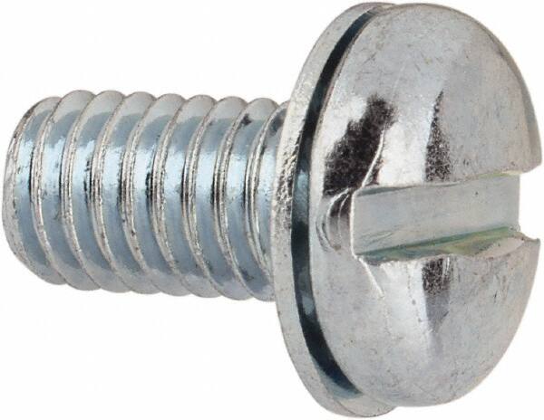 Value Collection - #10-32 UNF, 3/8" Length Under Head Slotted Drive Machine Screw - Pan Head, Grade J82 Steel, Zinc-Plated Finish, Internal Tooth - Benchmark Tooling