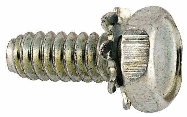 Value Collection - #6-32 UNC, 3/8" Length Under Head Hex Drive Machine Screw - Hex Head, Grade J82 Steel, Zinc-Plated Finish, External Tooth - Benchmark Tooling