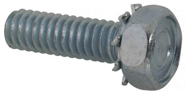 Value Collection - 1/4-20 UNC, 7/8" Length Under Head Hex Drive Machine Screw - Hex Head, Grade J82 Steel, Zinc-Plated Finish, External Tooth - Benchmark Tooling