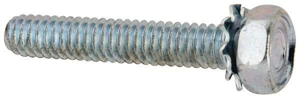 Value Collection - 1/4-20 UNC, 1-1/2" Length Under Head Hex Drive Machine Screw - Hex Head, Grade J82 Steel, Zinc-Plated Finish, External Tooth - Benchmark Tooling