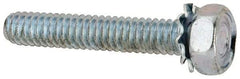 Value Collection - 1/4-20 UNC, 1-1/2" Length Under Head Hex Drive Machine Screw - Hex Head, Grade J82 Steel, Zinc-Plated Finish, External Tooth - Benchmark Tooling