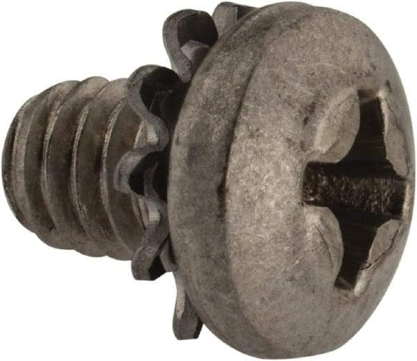 Value Collection - #8-32 UNC, 1/4" Length Under Head Phillips Drive Machine Screw - Pan Head, Grade 18-8 Stainless Steel, External Tooth - Benchmark Tooling
