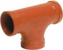 Made in USA - Size 4", Class 150, Malleable Iron Orange Pipe Tee - Grooved End Connection - Benchmark Tooling